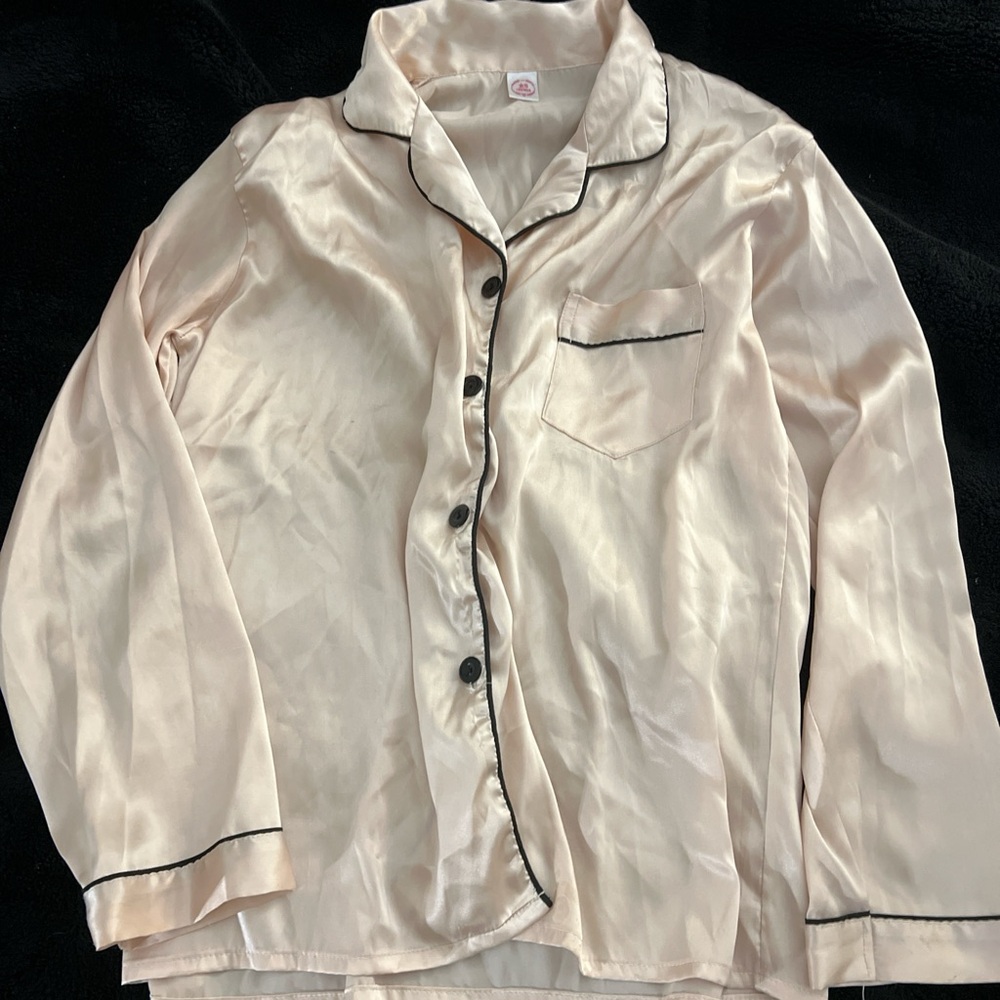 Silk Button-Up Pink Pajama Top